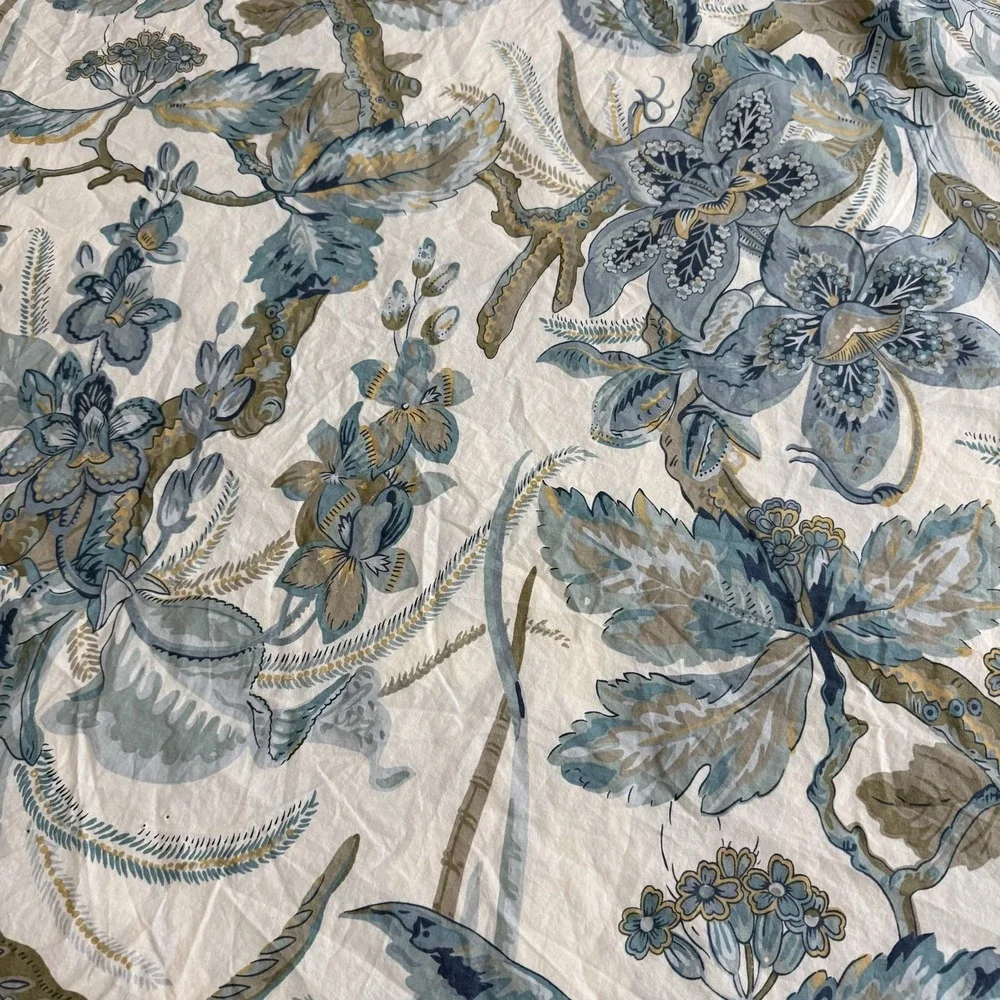 Pottery Barn Sydney Palampore Duvet Cover King Organic Cotton Botanical Blue